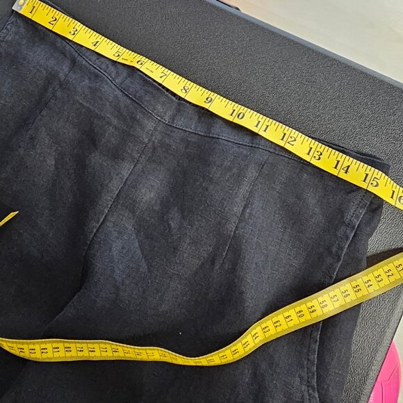 FLAX Womens 100% Linen Wide Leg Pants, Lagenlook, Black, Pockets, Size S - Picture 9 of 9